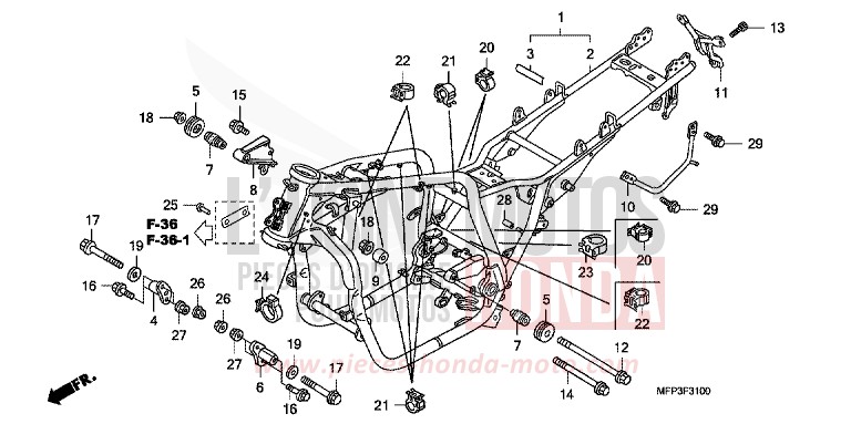 RAHMENKOERPER von CB1300 Super Bold'or PEARL SUNBEAM WHITE (NHA66KF) von 2009